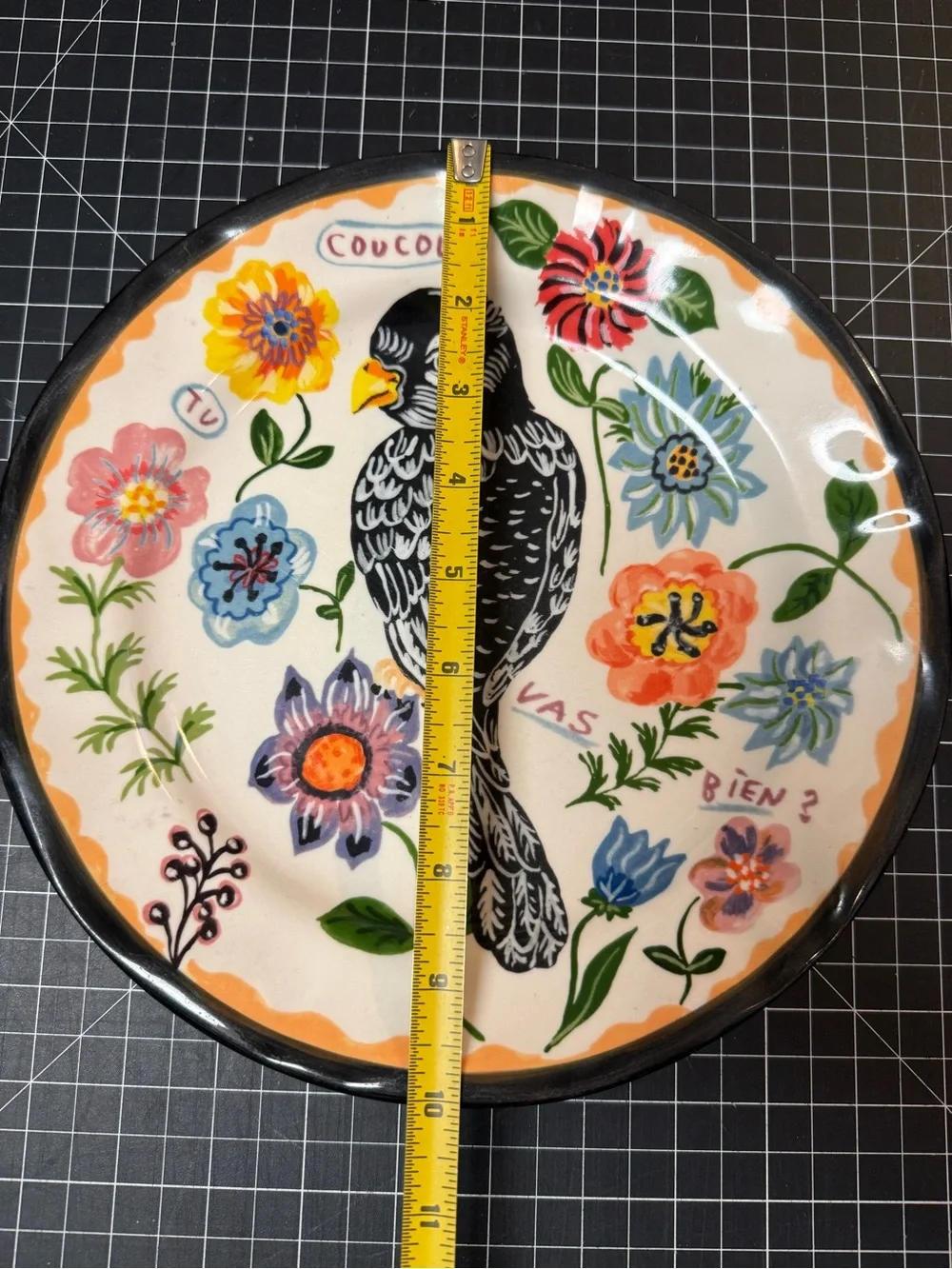 Anthropologie - Nathalie Léte- adorable Floral Bird Ceramic Plate - Multicolor